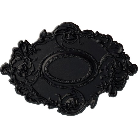 Kinsley Flowing Leaf Ceiling Medallion, Hand-Painted Steel Gray, 30 3/8"W x 20 3/4"H x 1"P